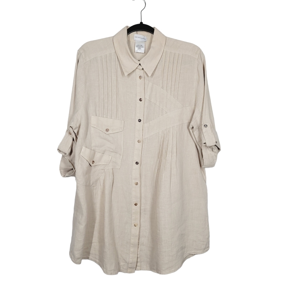 Soft Surroundings 100% Linen Button Down - image 3